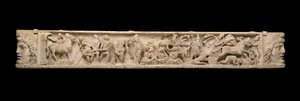 Coperchio di sarcofago con rilievo della guerra di Troia, c.200 d.C.